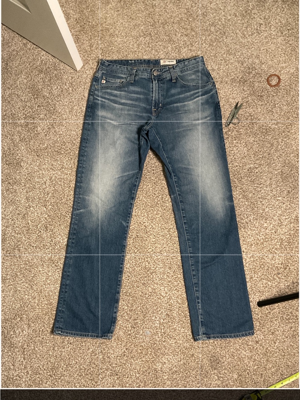 Ag Adriano Goldschmied Men's Straight-Leg Faded Blue Jeans